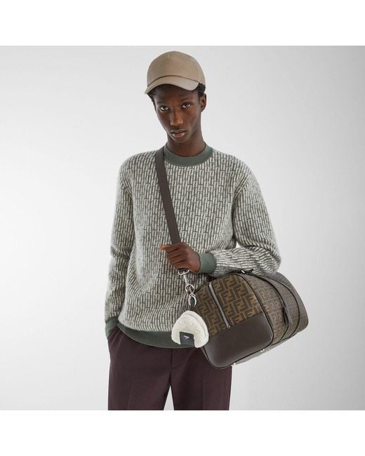 Fendi Brown Logo Detailed Medium Duffle Bag for men