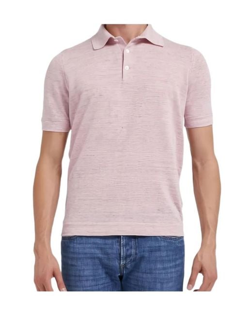 Brunello Cucinelli Pink Buttoned Polo Shirt for men