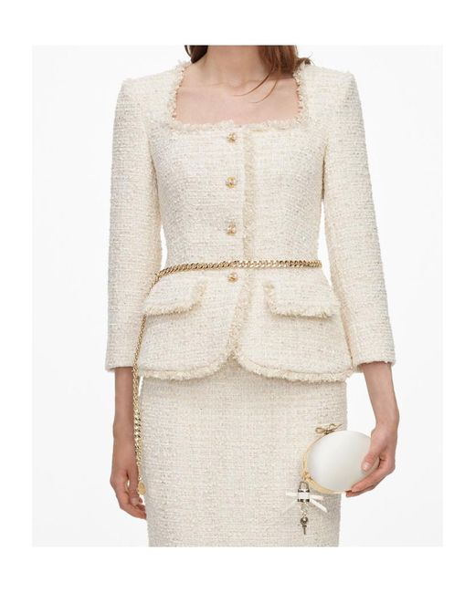 Self-Portrait Natural Bouclé Chain-Melt Midi Skirt And Jacket Set