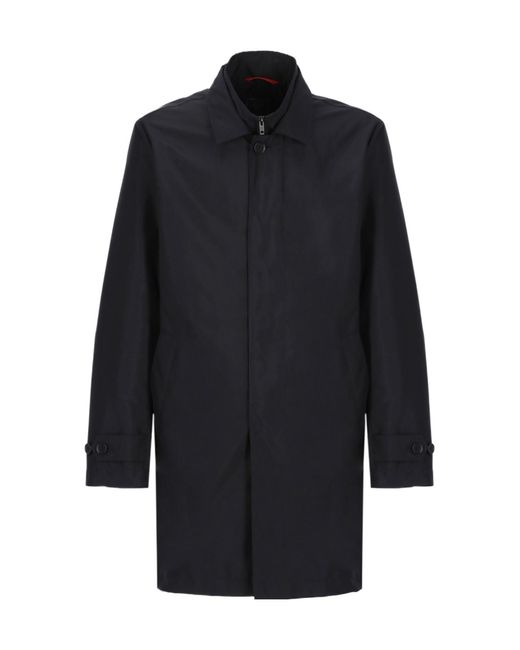 Fay Blue Single-Breasted Long-Sleeved Coat for men