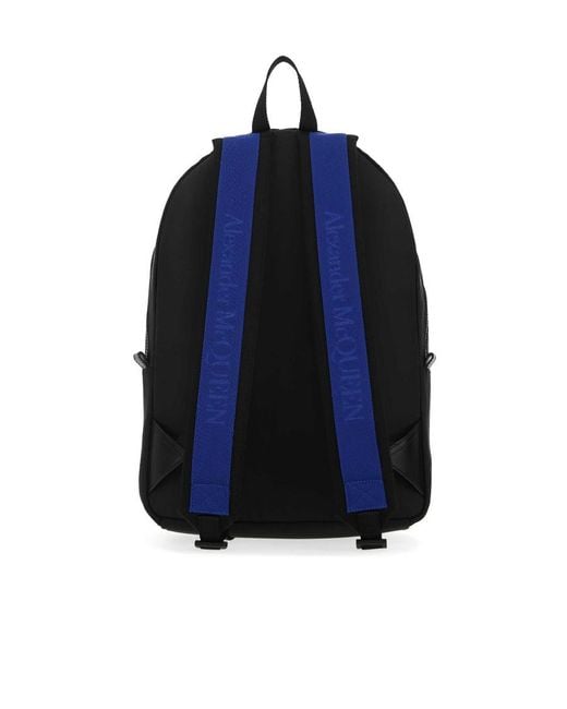 McQueen Blue Logo Printed Two-Toned Backpack for men