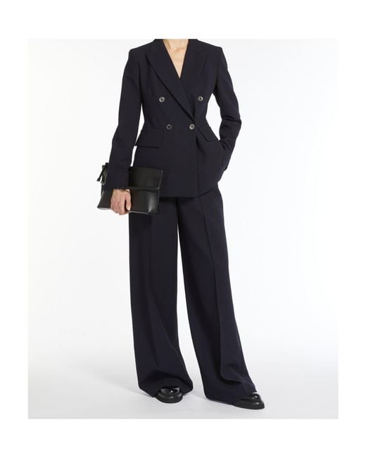 Max Mara Blue High Waisted Straight Leg Trousers