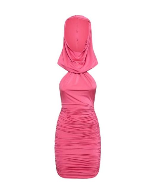 GIUSEPPE DI MORABITO Pink Stretch Jersey Hooded Mini Dress