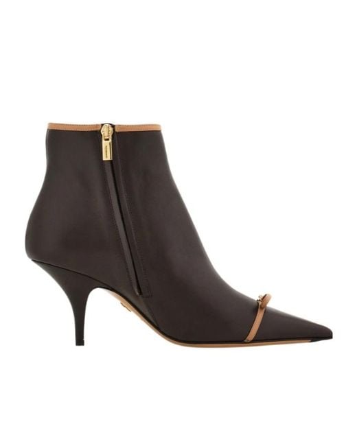 Ferragamo Brown Pointed Ankle Boot With Mini Bow Detail