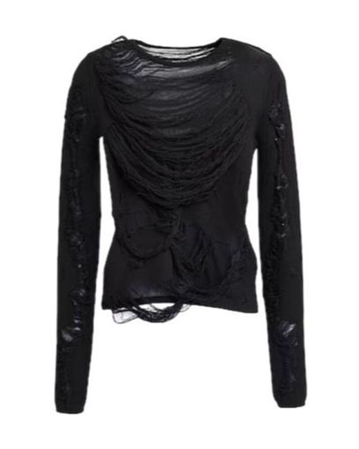 MM6 by Maison Margiela Black Solid Color Knit Top