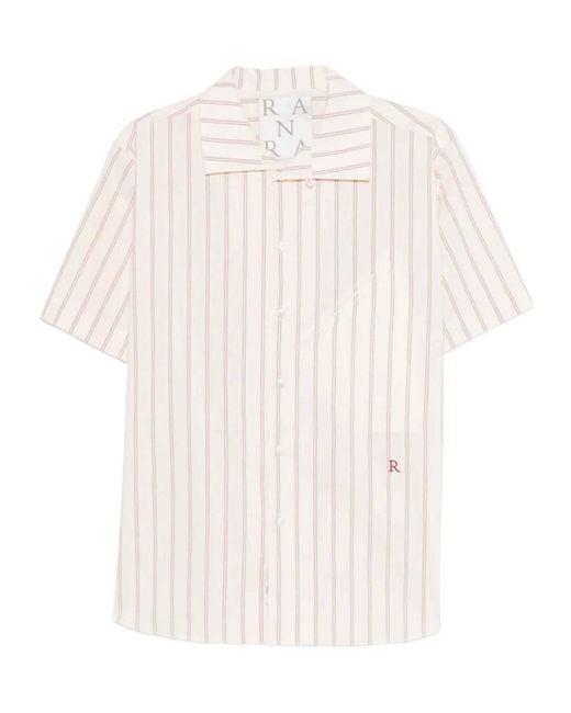RANRA White Striped Button Shirt for men