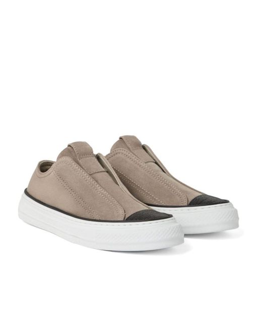 Brunello Cucinelli White Slip-On Sneakers