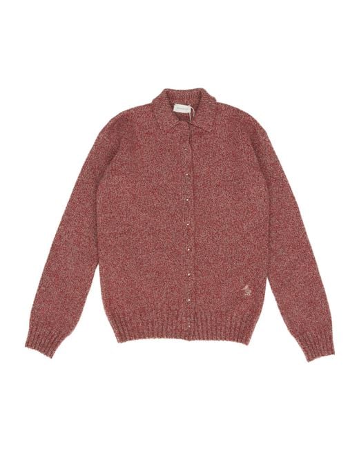 Magda Butrym Red Long-Sleeved Knitted Cardigan