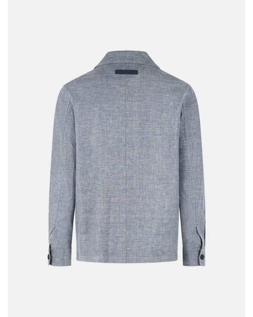 Zegna Gray Button-Up Flap-Pocket Shirt for men