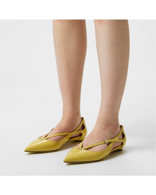 Prada Yellow Openwork Ballet Flats