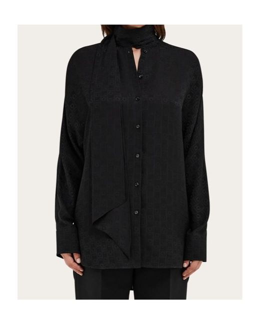 Ferragamo Black Ferragamo Sash Collar Blouse