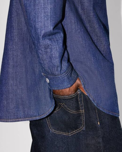 KENZO Blue Padded Japanese Denim Overshirt for men