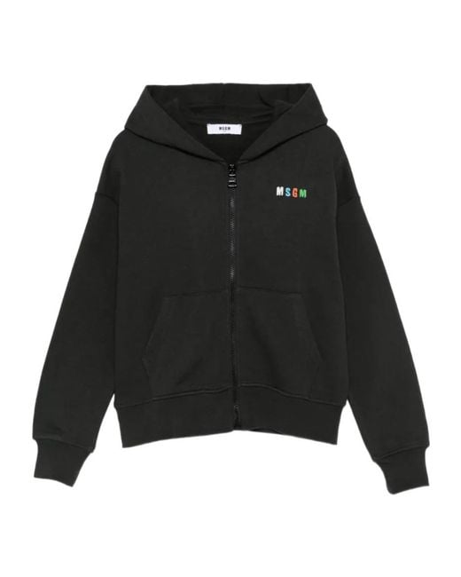 MSGM Black Zip-Up Hoodie