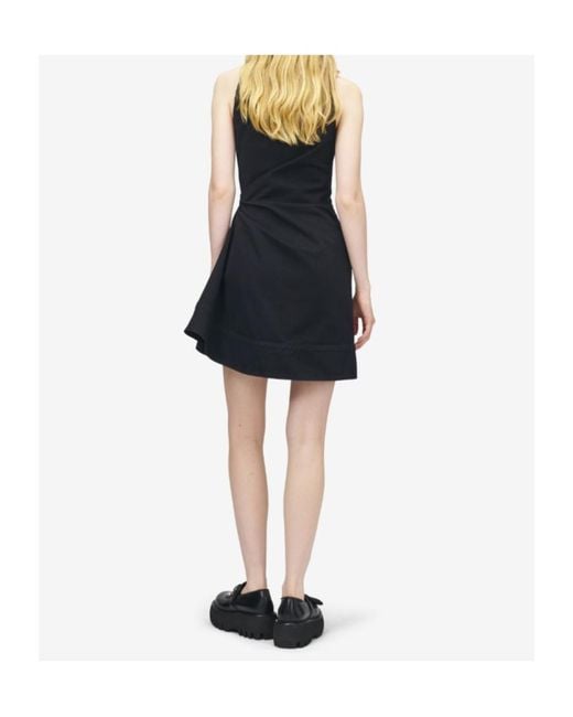 McQueen Black Cotton Asymmetric Mini Dress