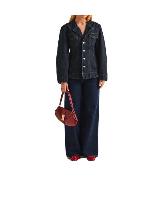 Ganni Blue Denim Blazer