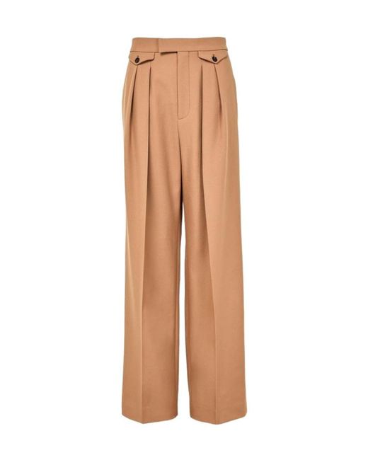 Chloé Natural Straight Pleated Pants