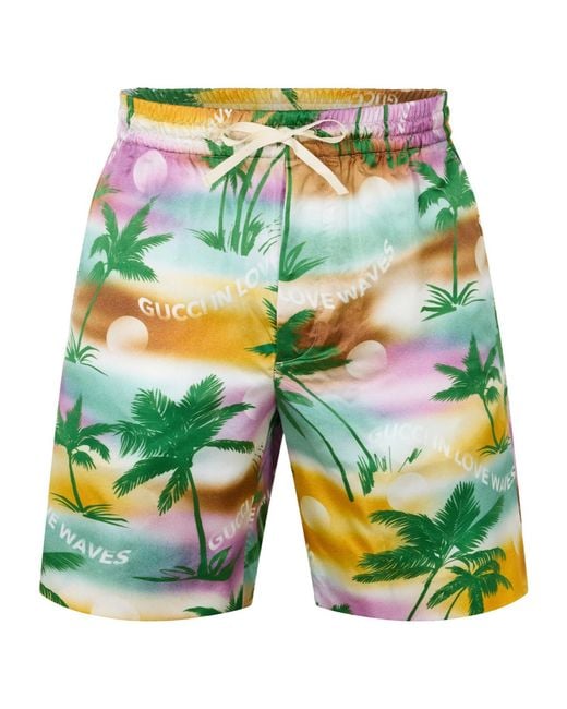 Gucci Green Printed Shorts for men