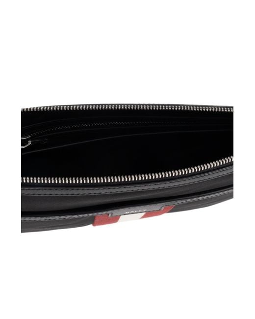 Bally Black Code Zipped Clutch Bag for men