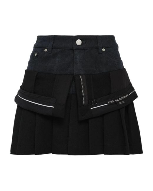 ANDERSSON BELL Black Inside Out Pleats Mini Skirt
