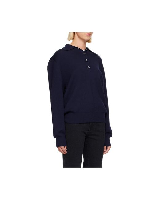 Rohe Blue Buttoned Knitted Polo Sweater