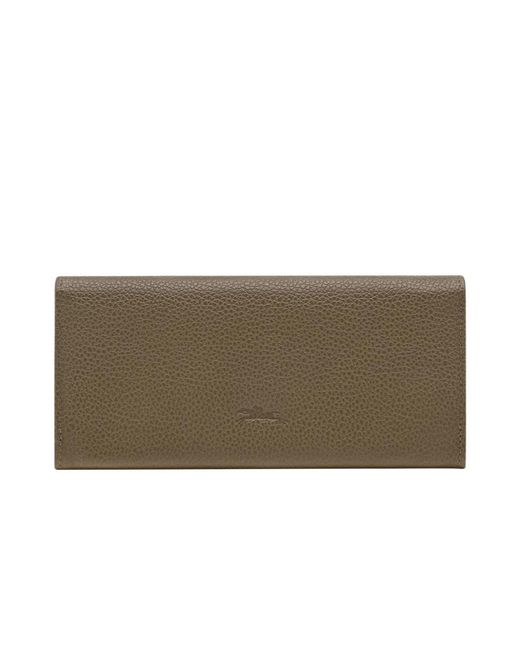 Longchamp Gray Le Foulonné Long Continental Wallet