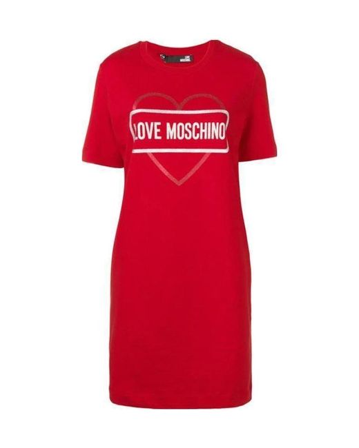 Moschino Red Logo Short-Sleeved T-Shirt Dress