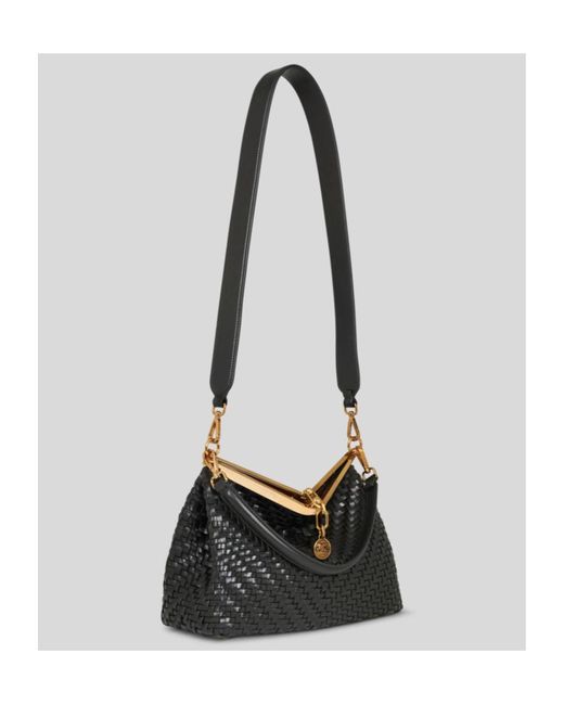 Etro Black Medium Woven Vela Shoulder Bag