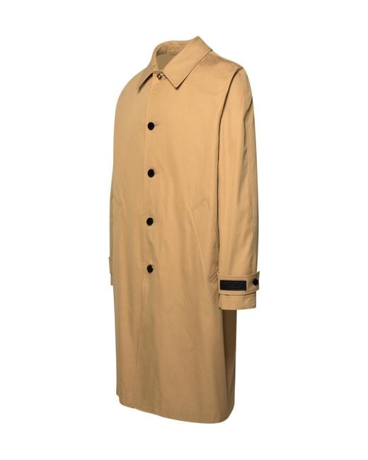 Versace Natural 'Baroque' Cotton And Silk Trench Coat for men