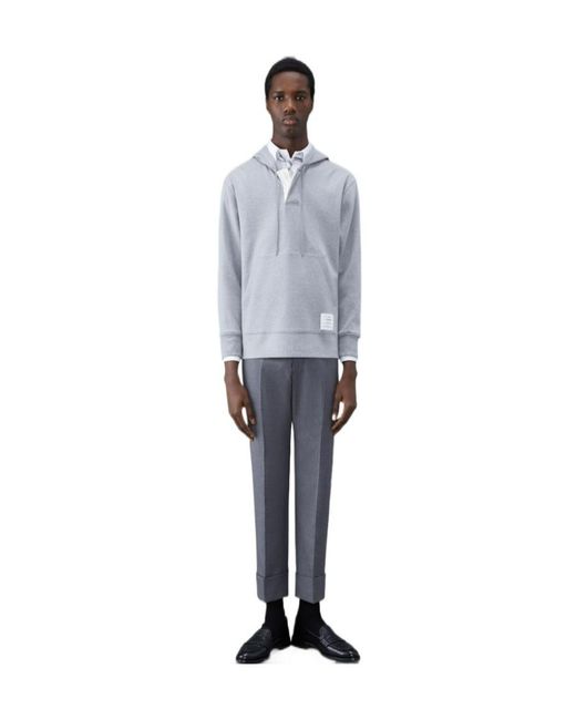 Thom Browne Gray Cotton Long-Sleeve Rugby Hoodie for men