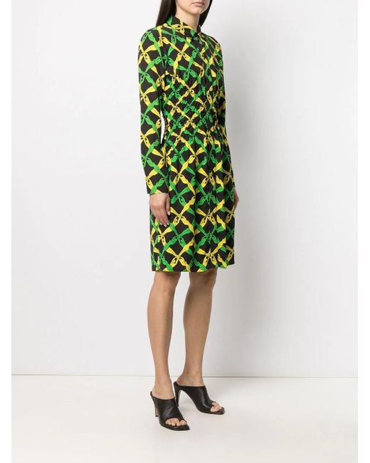 Bottega Veneta Green Graphic Printed Regular Fit Shirt Dress