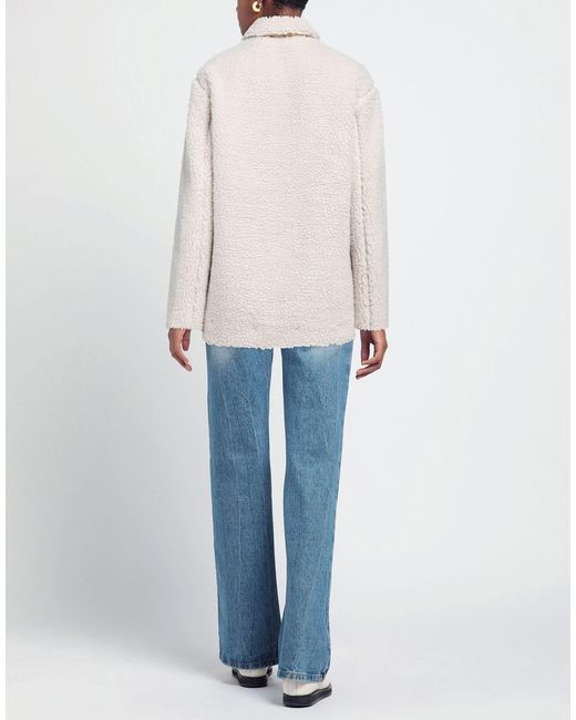 Rag & Bone White Solid Color Teddy Fleece Coat