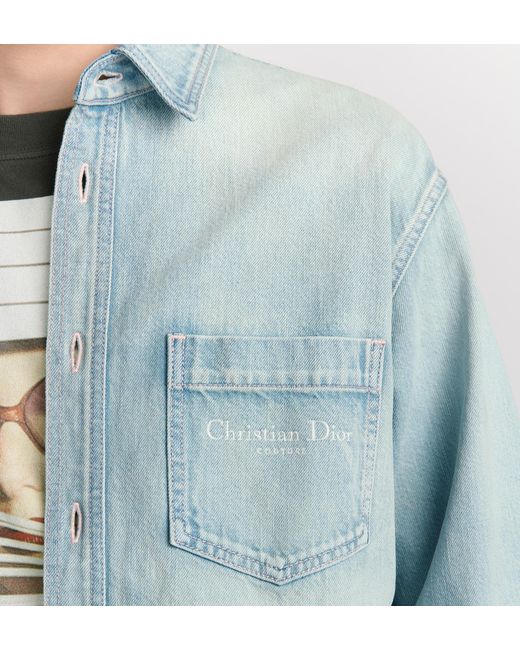 Dior Blue Homme Button-Up Denim Shirt for men