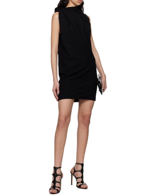 McQueen Black Wool Knotted Mini Dress