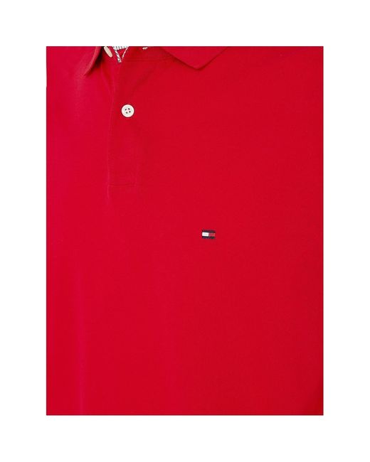 Tommy Hilfiger Red Logo Short Sleeve Polo Shirt for men