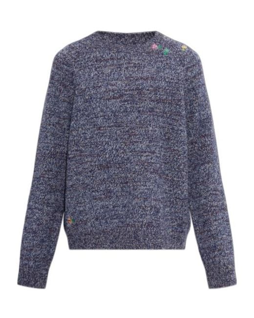 Dries Van Noten Blue Crew Neck Long-Sleeved Knitwear for men