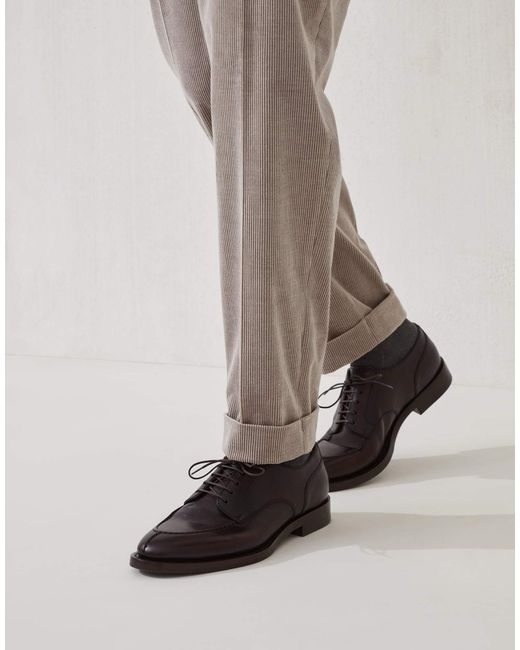 Brunello Cucinelli Brown Round Toe Derby Shoes for men