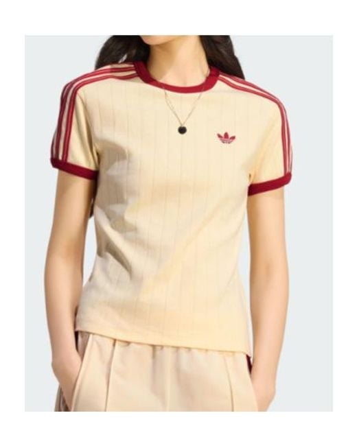 Adidas Originals Natural Pinstripe Short Sleeve Slim Tee