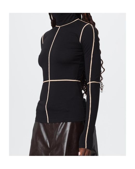 MM6 by Maison Margiela Black Contrast Stitch Knitted Jumper