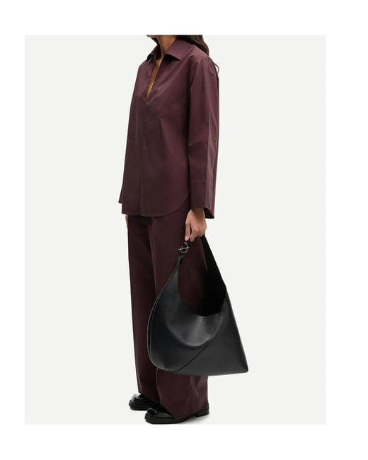 Samsøe & Samsøe Purple Sajulio Elasticated-Waist Wide-Leg Trousers