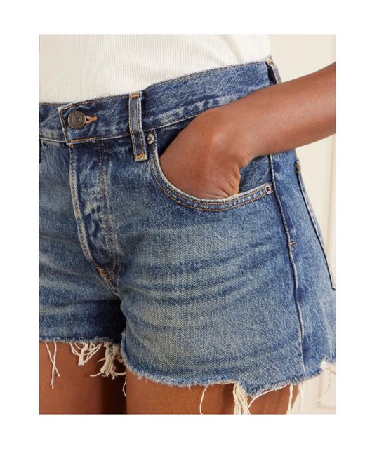FRAME Blue Denim Shorts With Belt Loops