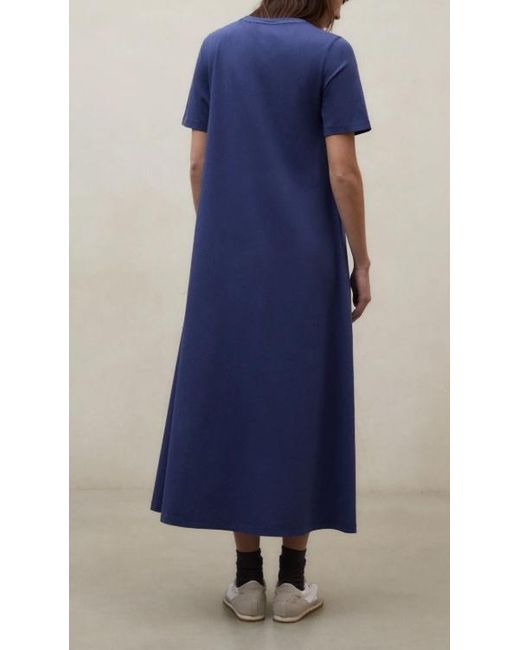 Ecoalf Blue Elettra Short-Sleeve Flared Dress