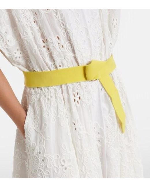 Norma Kamali White Belted Broderie Anglaise Cotton Shirt Dress