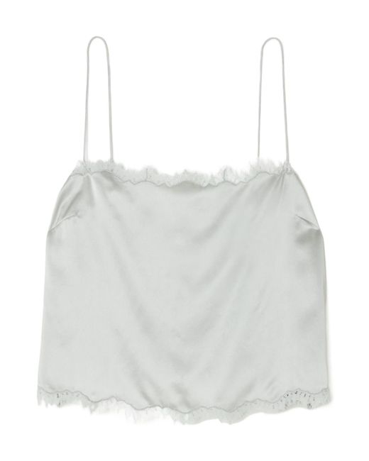 Doen White Loure Lace-Trim Top
