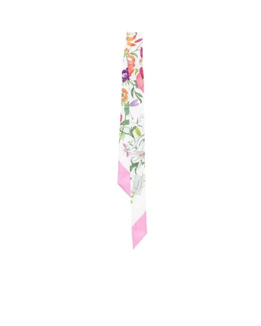Gucci White Floral-Print Scarf