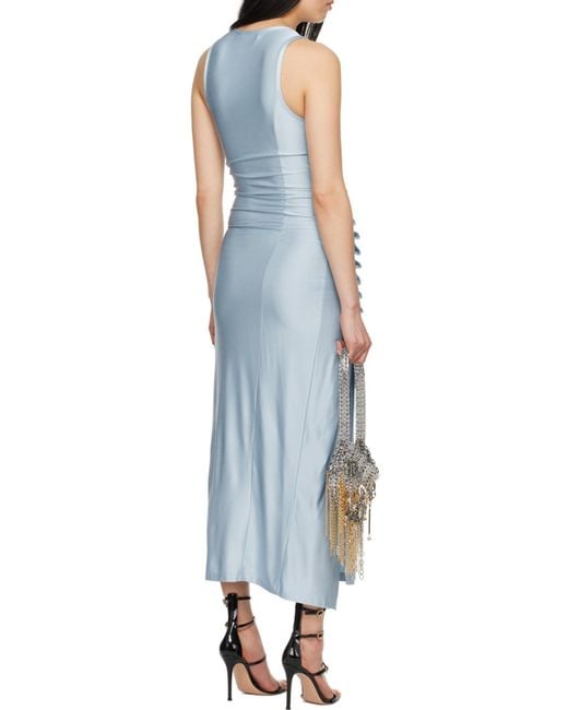 Rabanne Blue Sleeveless Ruched Pression Dress