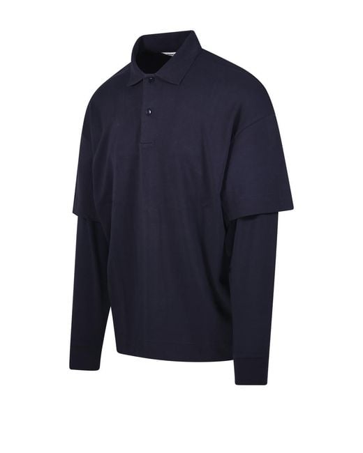 DARKPARK Blue Long-Sleeved Layered Polo Shirt for men