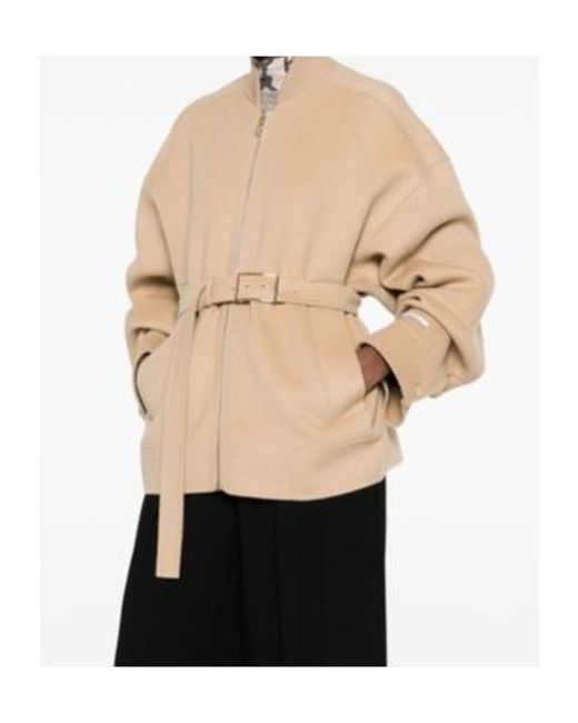 Sportmax Natural Agora Belted Zip-Up Jacket