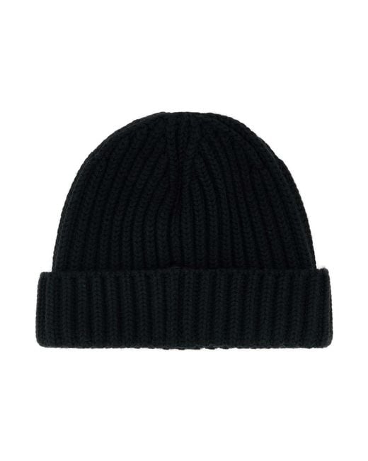 Prada Black Ribbed Cuffed Hat for men
