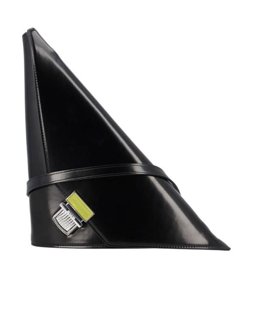 MSGM Black Triangle-Shape Clutch Bag