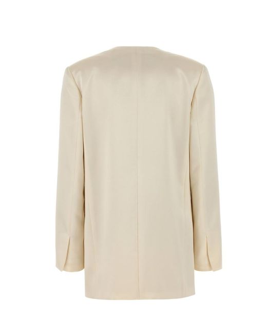 Alberta Ferretti Natural Double Breasted Satin Blazer